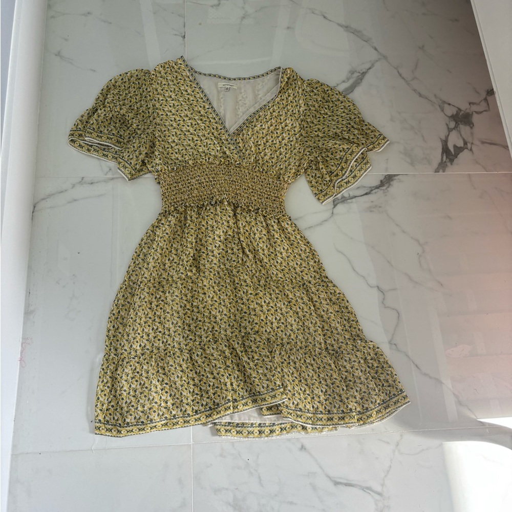 Max Studio Yellow Floral Lemon Mini Dress